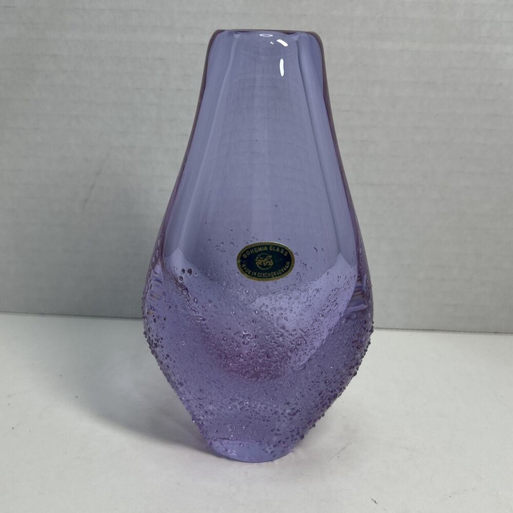 Bohemian ZBS Alexandrite Purple Glass 5" Vase By Miloslav Klinger 1960's Czech